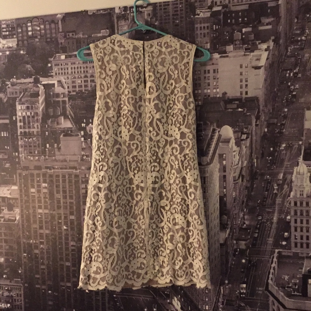 Donated - NWOT white lace Loft shift dress w/ nude underlay - Picture 2 of 6